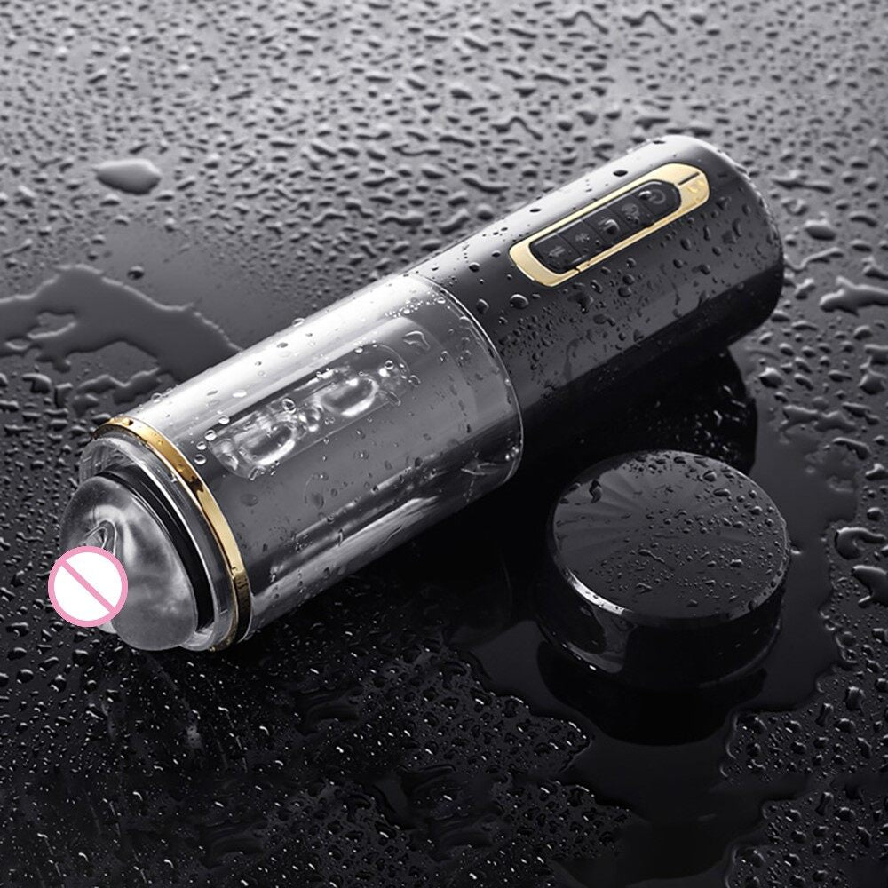 Black Dragon Pro 5 Vibration 7 Thrusting Rotation Men Sex Toys with 8 Interacting Moans & Suction Base