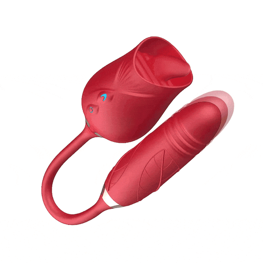 Rose Vibrator Tongue Licking Nipple Vibrator with Thrusting Vibrator