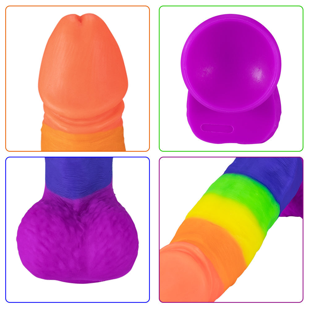 Rainbow Dildo | Silicone Suction Cups Allovers Thrusting Dildo