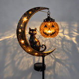 👻 Solar Halloween Garden Stake Light with Black Cat & Pumpkin