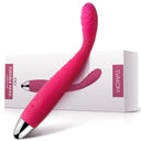 Vibrador morado 4 en 1, impermeable, recargable y con forma de dildo curvo
