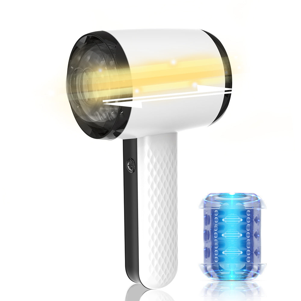 Hair Dryer Handheld Male Masturbator Penis Sleeves with 6 Vibration Sucking Penis Trainer