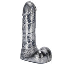 Dildo de aleación de 6.8 pulgadas para estimulación vaginal y anal plateado