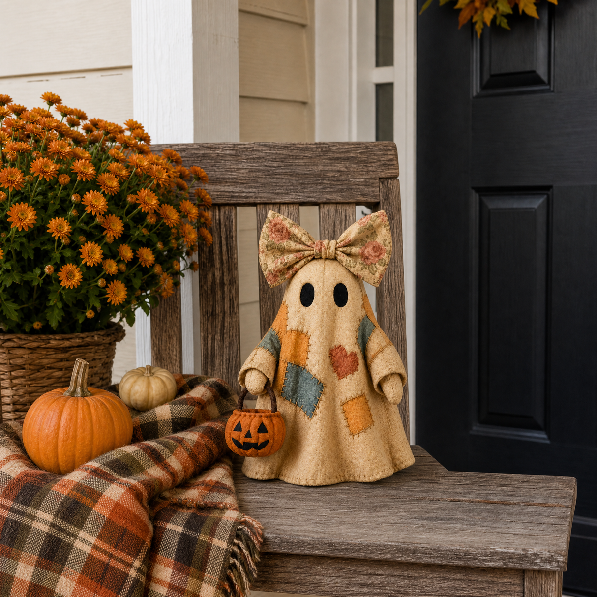 🔥 50% OFF TODAY - 👻🎃 Vintage Patchwork Ghost Decor(✨ LED Pumpkin Lantern}