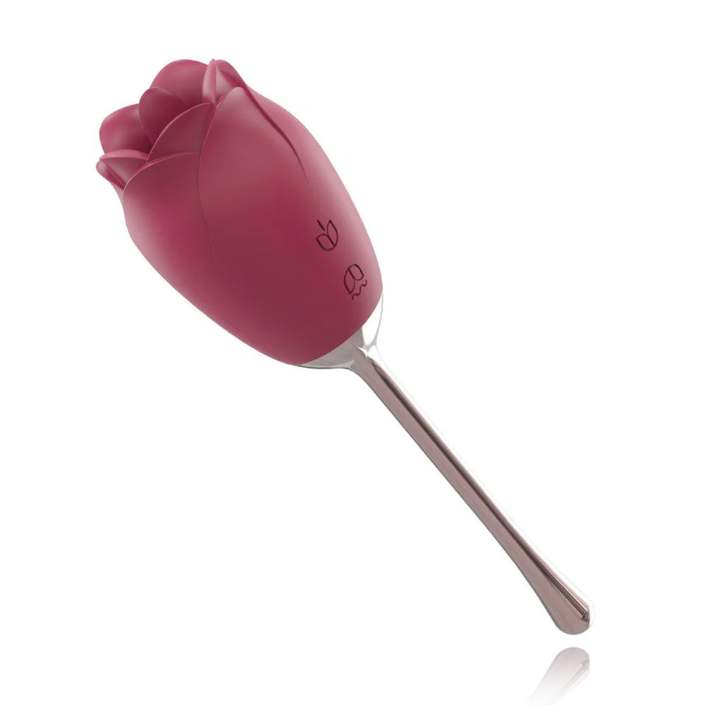 Rose Stick Vibrator Double Stimulation with Tongue Vibrator