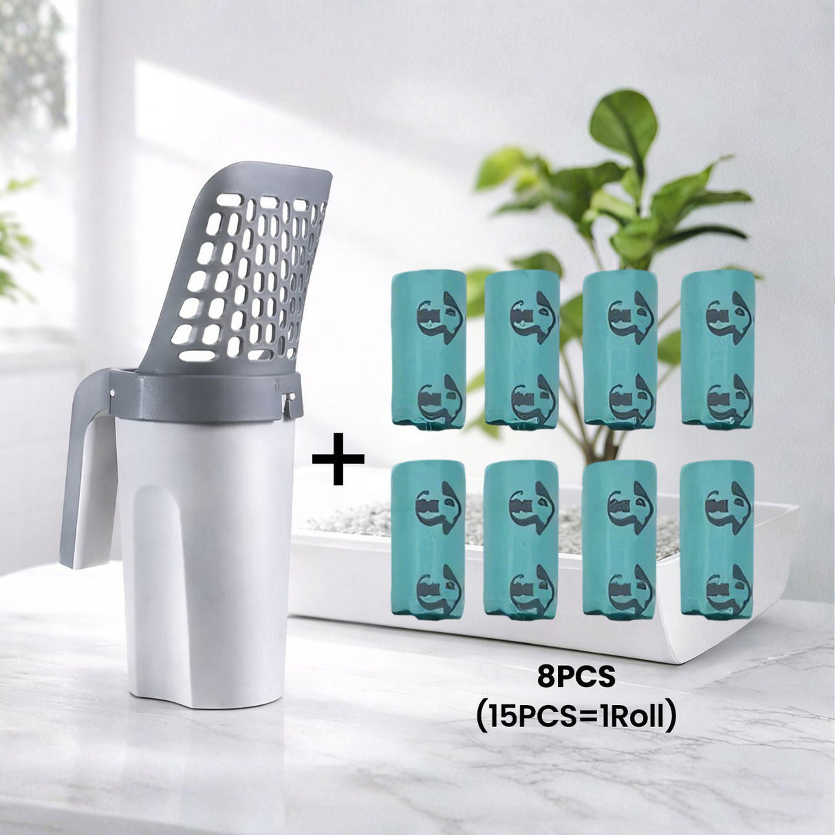2-in-1 Cat Litter Scoop With Built-In Waste Bin