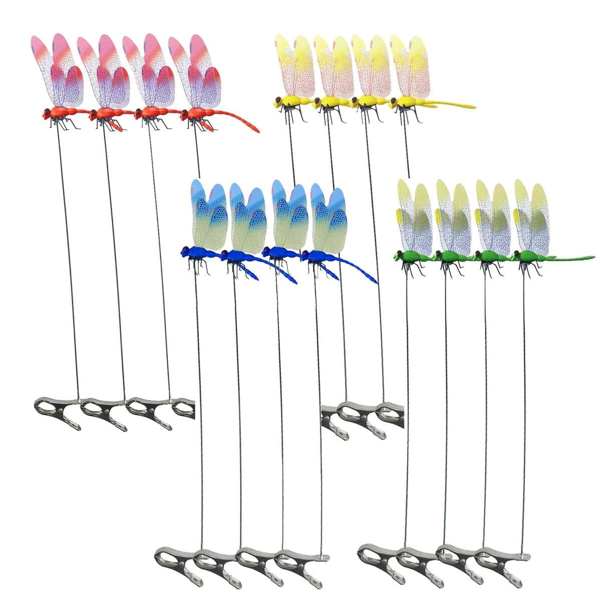 8 Pack 3D Dragonfly Garden Stakes Decor