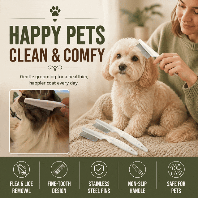 Multifunctional Pet Hair Comb Flea and Tear Stain Removal 2 Pcs