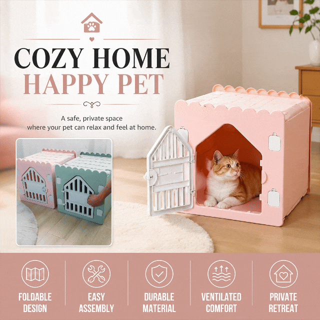 Foldable Pet Shelter with ABS Connectors, Easy to Assemble