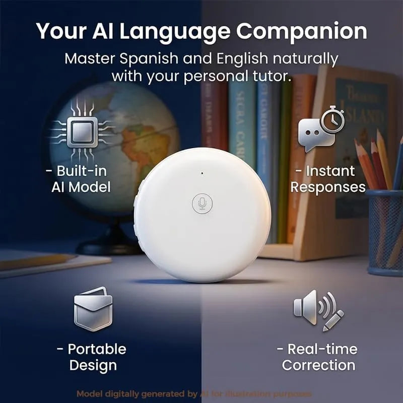 🌎 AI Wearable Translator – 165+ Language Two-Way Voice Translation Device, Real-Time AI Language Translator with Smart Learning, Bluetooth Connectivity for Travel, Work & Everyday Conversations