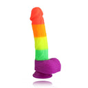 Base de ventosa potente Dildo arcoíris realista de 8.1 pulgadas