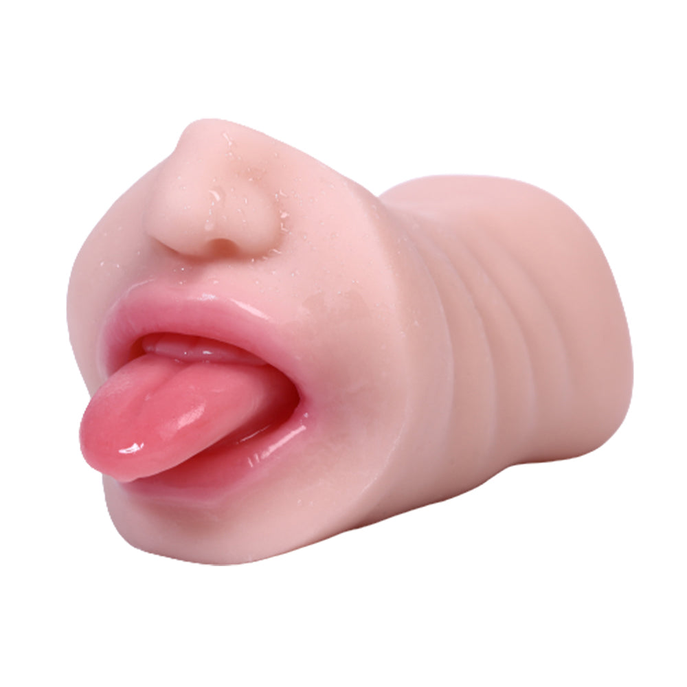 Pocket Pussy Soft Tongue Face Blowjob Portable Pussy 8.1-Inch