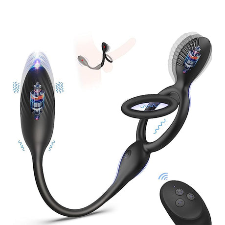 3 in 1 Couple Vibrator 10 Vibration Modes Penis Ring