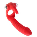 Penetrador con vibrador anal, doble dildo y anillo para el pene