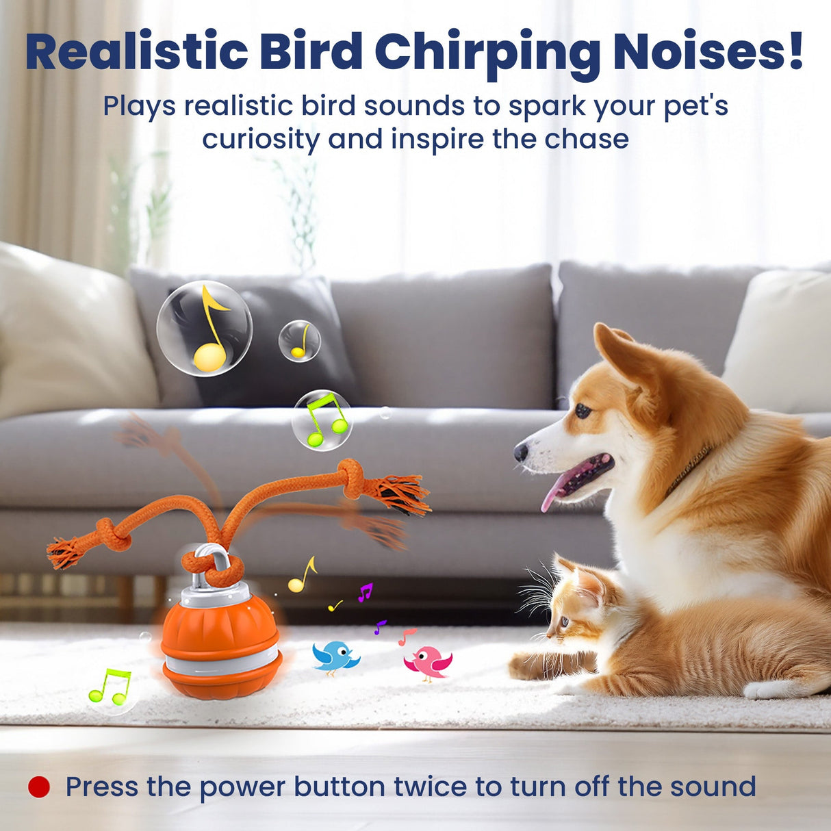 Rope Runner Interactive Squeaky Rechargeable Small Dog Ball & Rope Toy