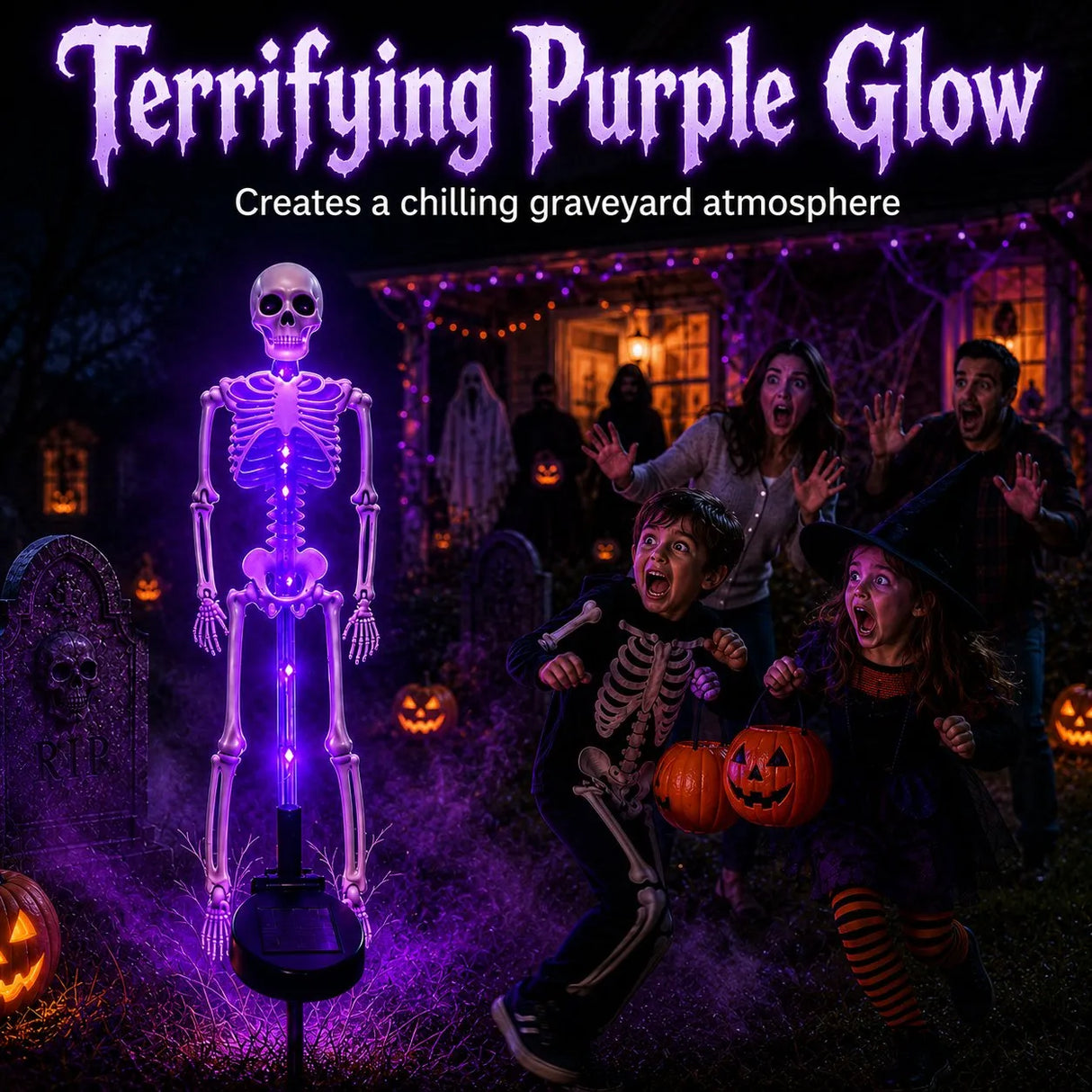 💀💜 Solar Skull Garden Stake Light