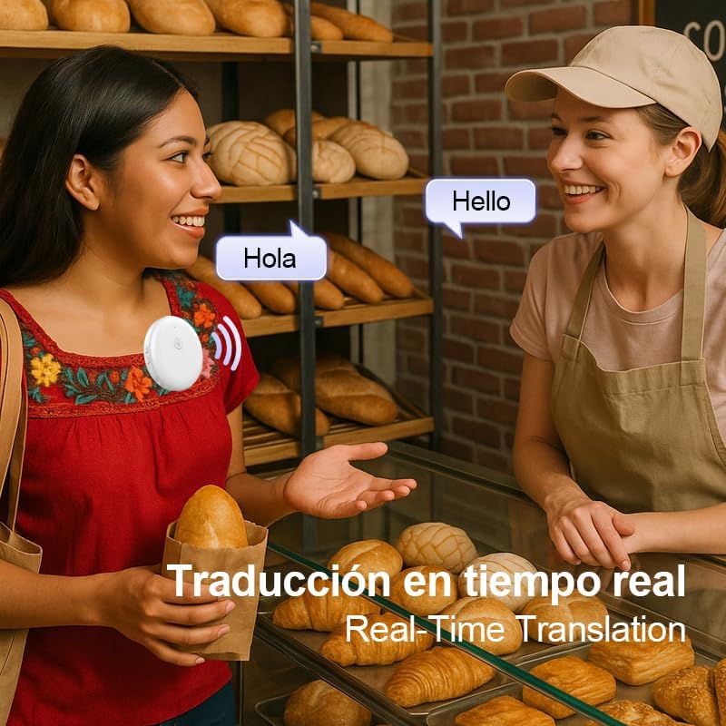 🌎 AI Wearable Translator – 165+ Language Two-Way Voice Translation Device, Real-Time AI Language Translator with Smart Learning, Bluetooth Connectivity for Travel, Work & Everyday Conversations