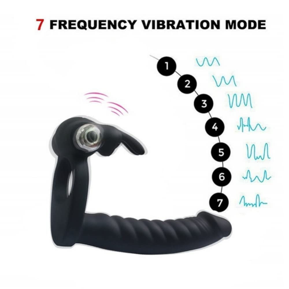 Vibrating Butt Plug Double Dildo Cock Ring Penetrator