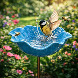 💖Garden Flower Bird Waterer🎁Handmade Metal Flower Garden Stake🐦