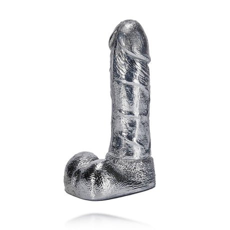 6.8-Inch Alloy Silver Pussy Anus Stimulation Dildo