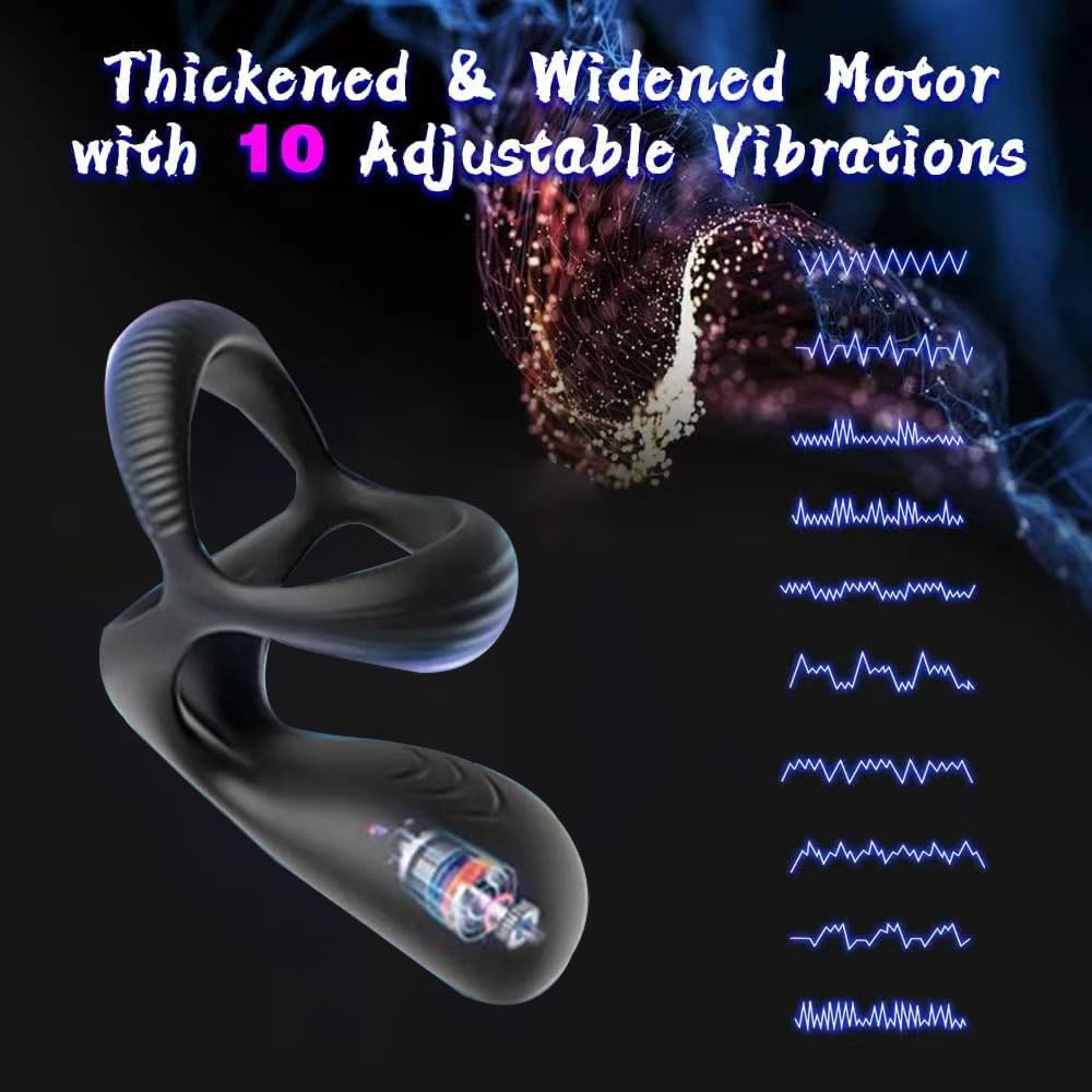 10 Vibrations, 3 in 1 Vibrating Penis Rings