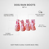 Rubber Rain Boots for Pets. 4-Pack Protective Footwear