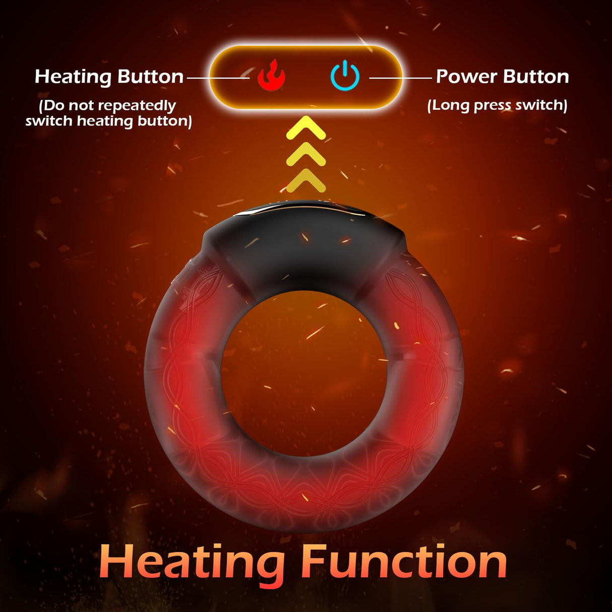 Vibrating Cock Ring 10 Vibrations with Heating Penis Ring