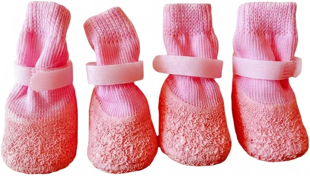 Rubber Rain Boots for Pets. 4-Pack Protective Footwear