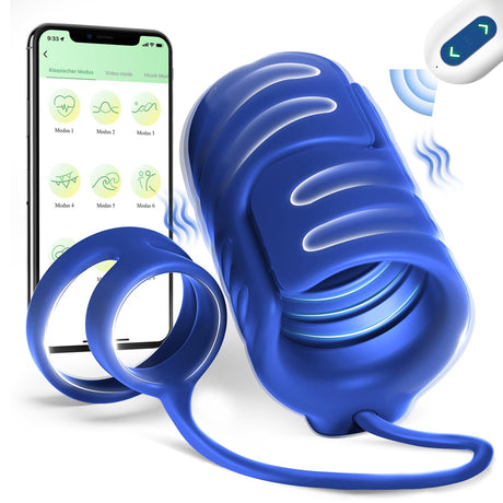 9 Vibrating 2 Cock APP & Remote Control Penis Ring