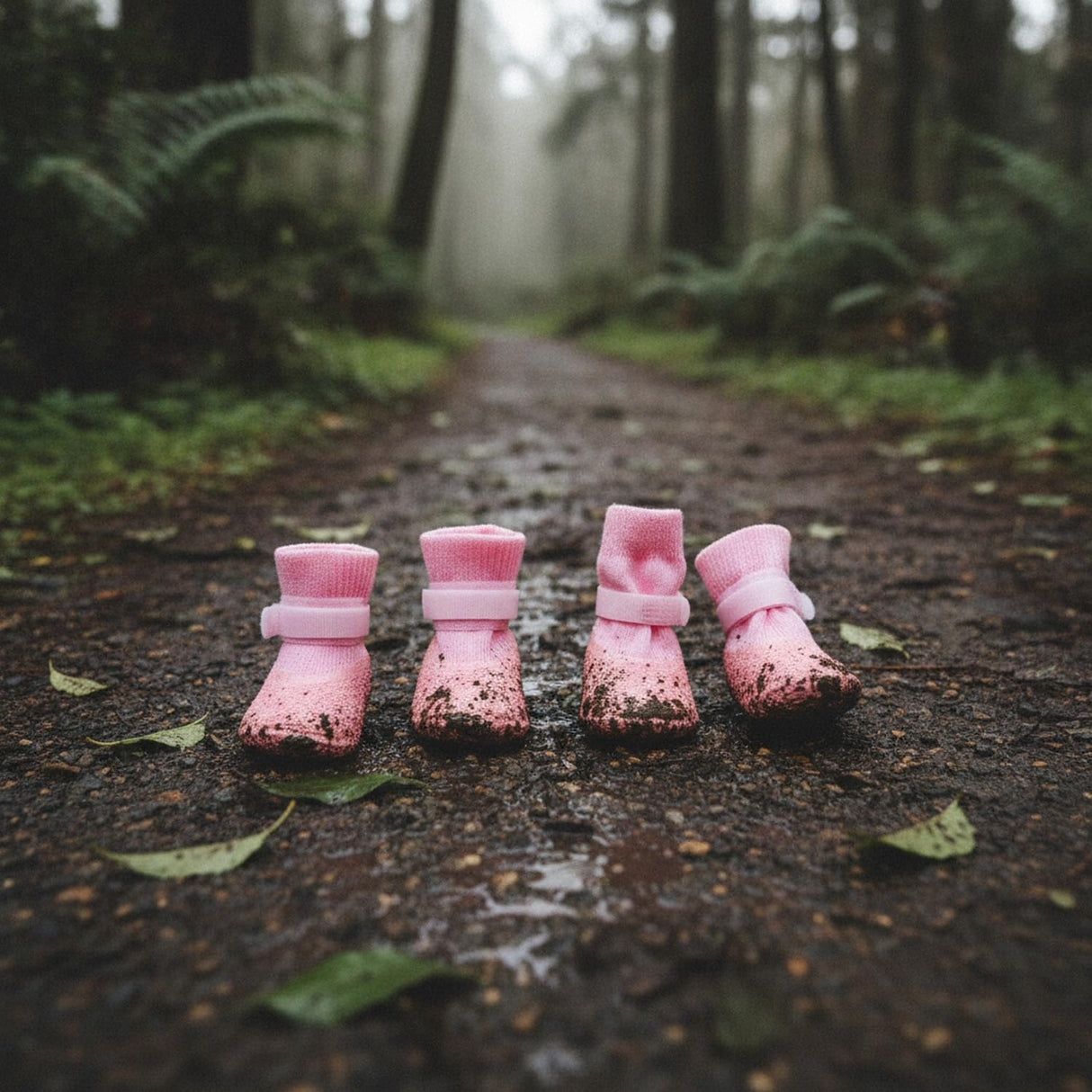 Rubber Rain Boots for Pets. 4-Pack Protective Footwear