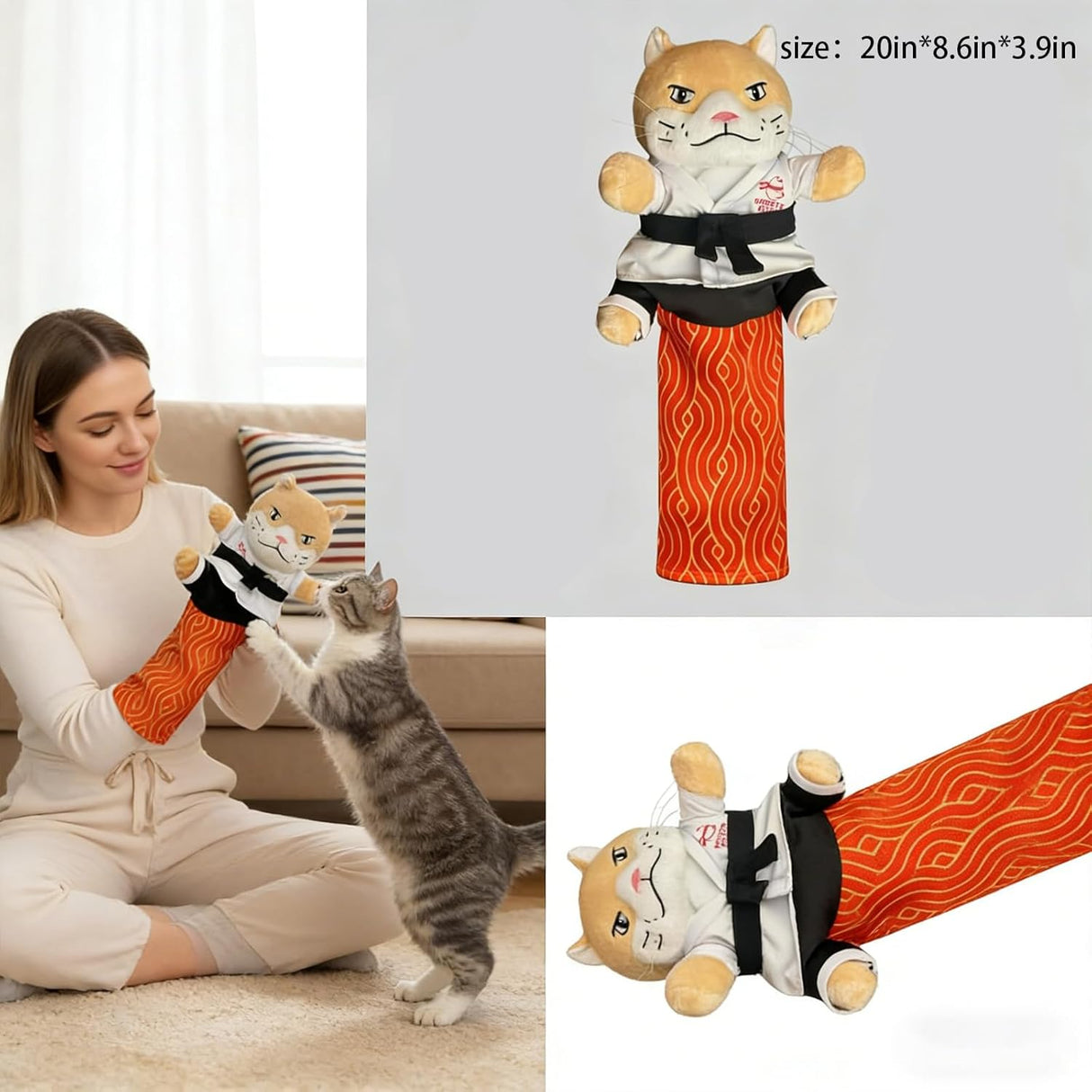 Cats Puppet Wrestler Cat Wrestling Toy Puppet Interactive Hand Puppet With Tough Padding Creative Home Pet Boredom-Busting Toys