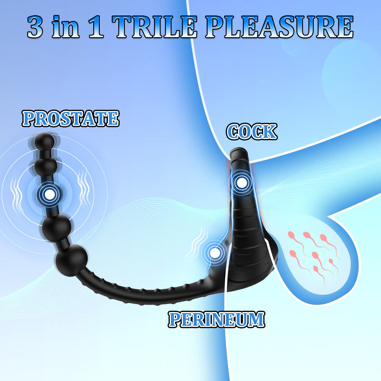 3 in 1 Penis Ring 10 Vibration Frequency Remote Control