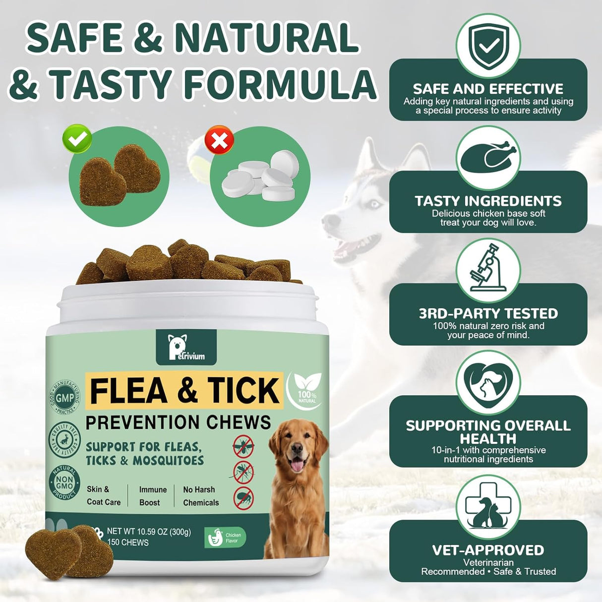 Dogs Flea and Tick Prevention Treatment Chewable