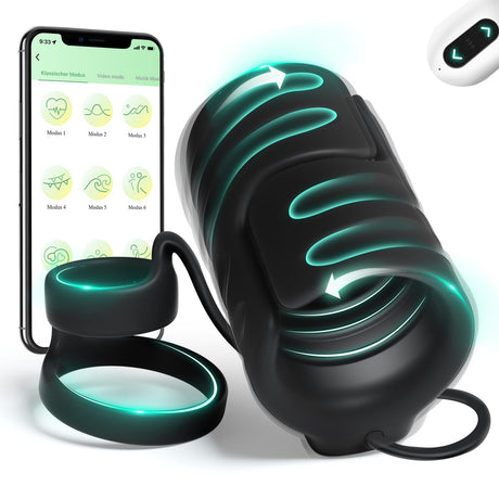 9 Vibrating 2 Cock APP & Remote Control Penis Ring