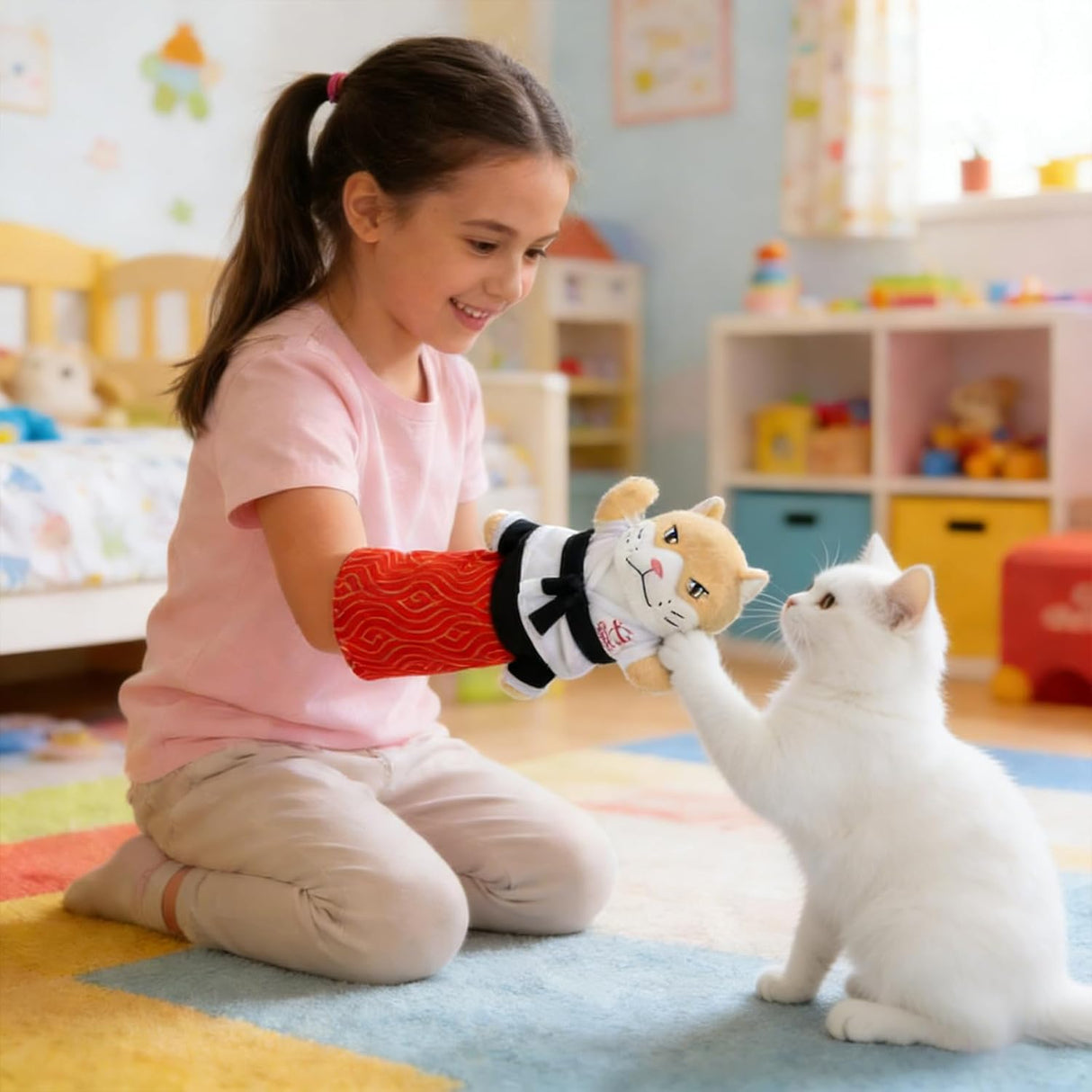 Cats Puppet Wrestler Cat Wrestling Toy Puppet Interactive Hand Puppet With Tough Padding Creative Home Pet Boredom-Busting Toys
