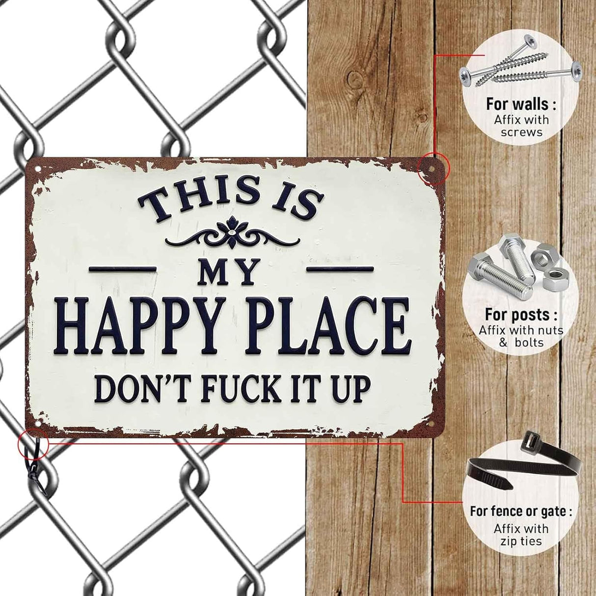 This Is My Happy Place Don't Fuck It Up Metal Sign