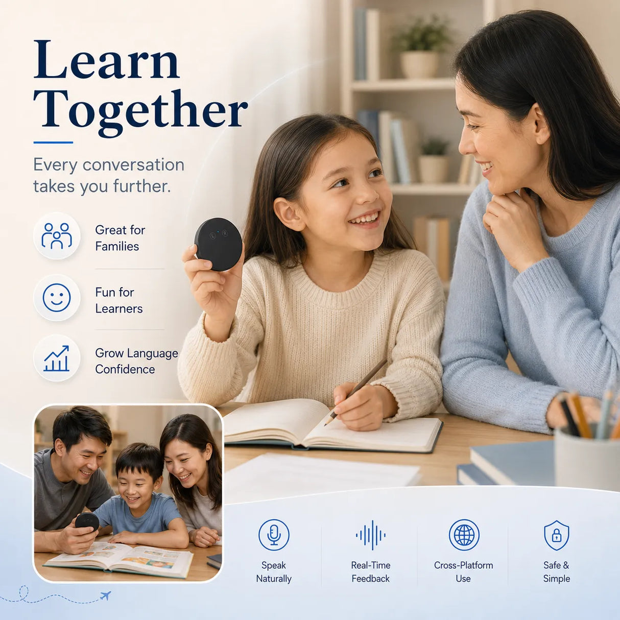 Spanish & English Practice Companion – Supports 108 Languages