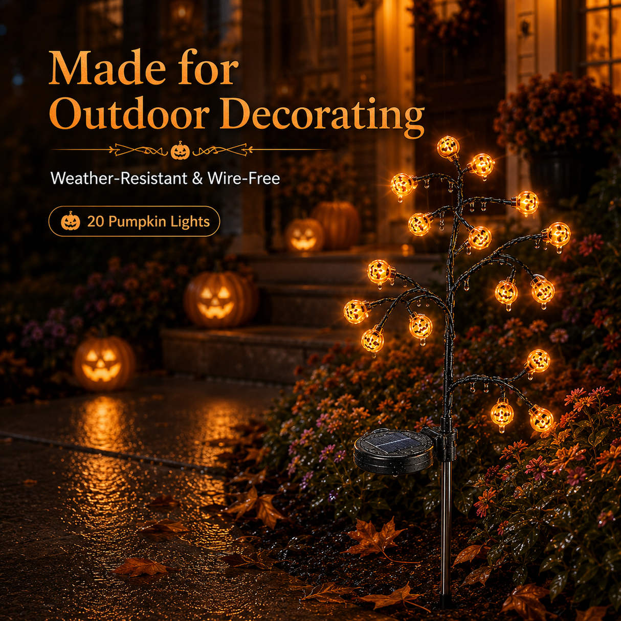 Solar Pumpkin Stake Light – 20 LED