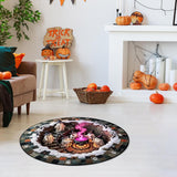 3D Haunted Stairway Round Halloween Rug