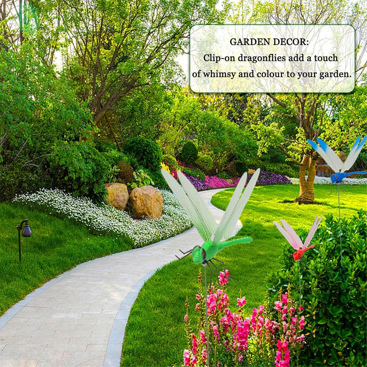 8 Pack 3D Dragonfly Garden Stakes Decor