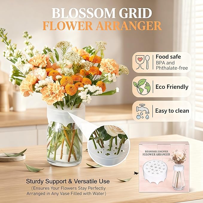 Silicone Blossom Grid Flower Arranger 3 Pack