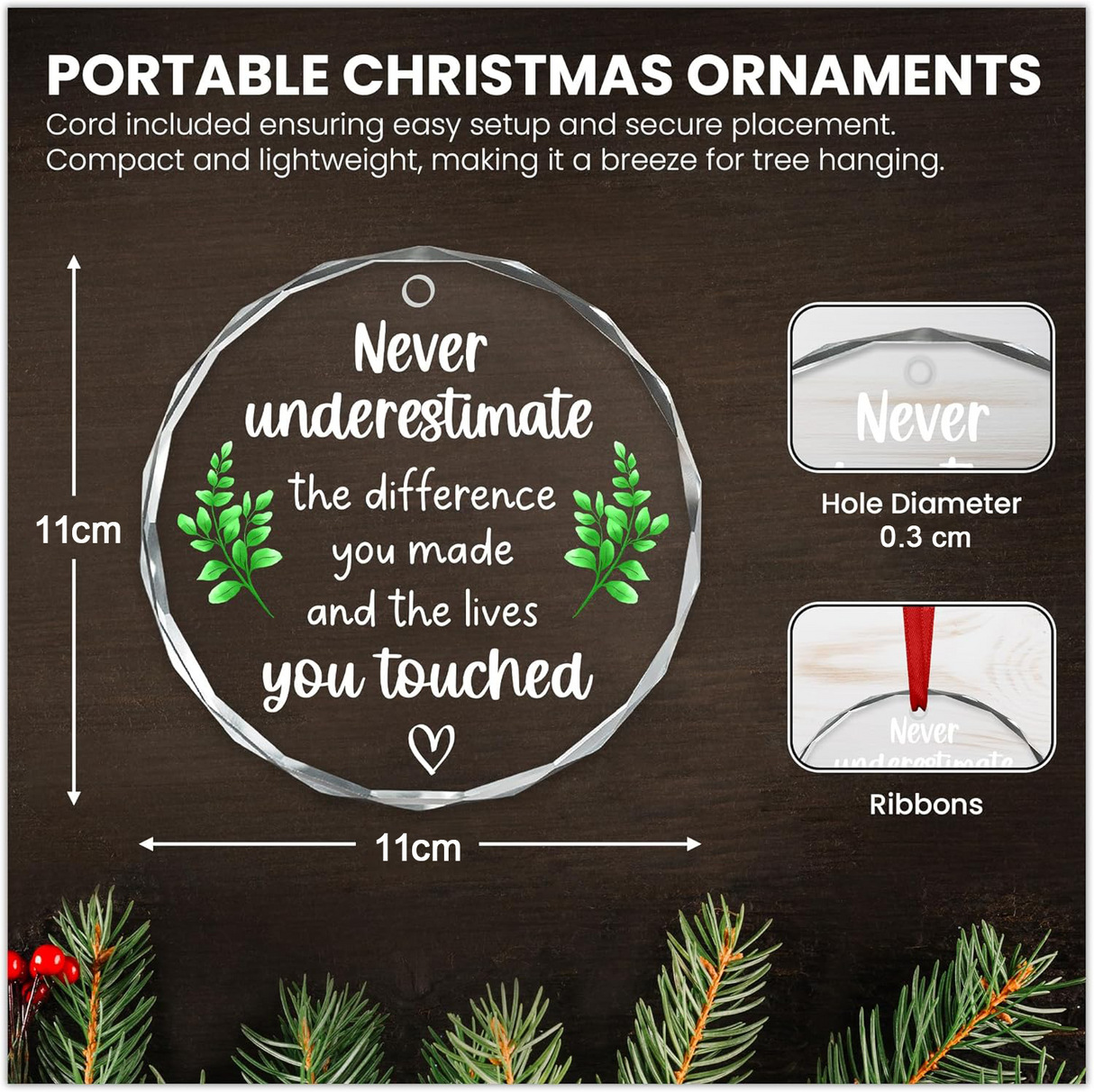 Thank You Gifts for Women Christmas Tree Decorative Glass Ornaments