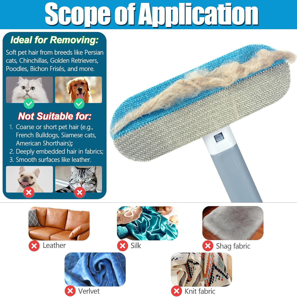 4 in 1 Multifunctional Pet Hair Removal Tool 2 Pack