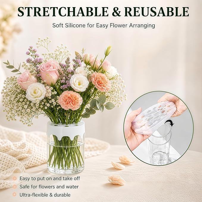 Silicone Blossom Grid Flower Arranger 3 Pack