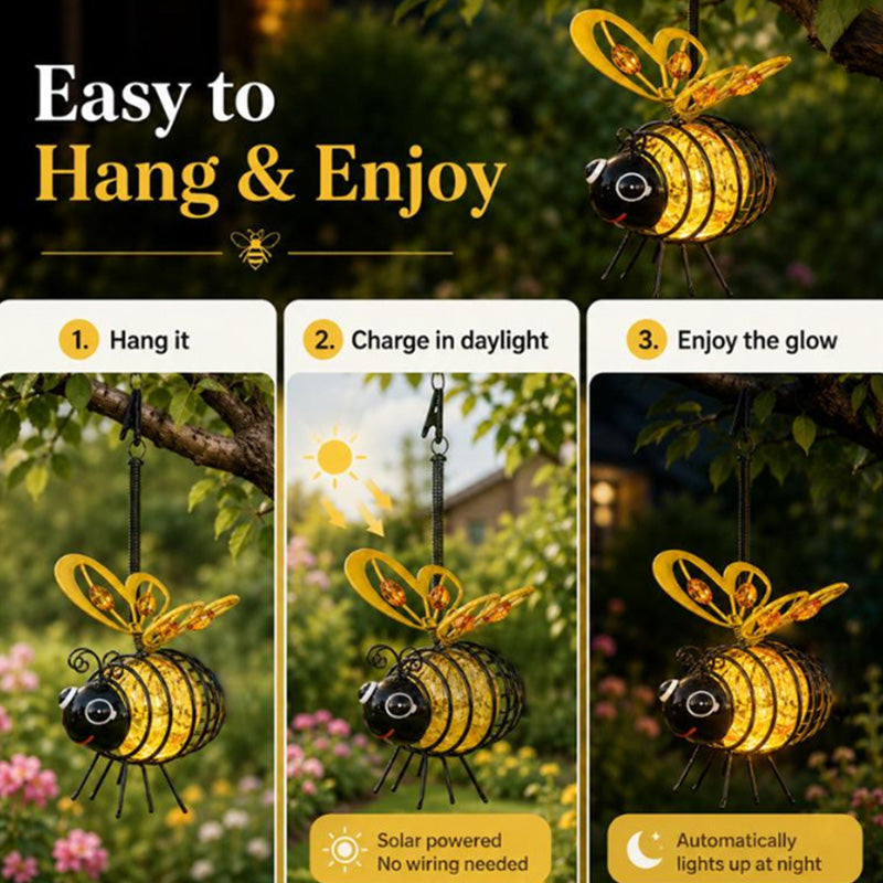 Solar Hanging Bee Garden Lights – 2 Pack