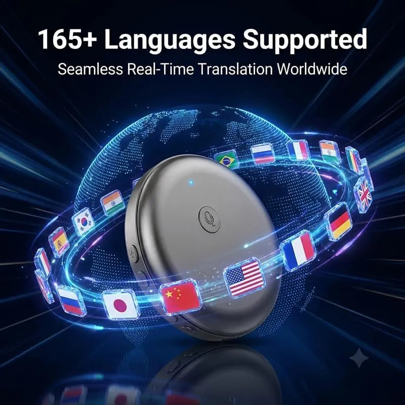 🌎 AI Wearable Translator – 165+ Language Two-Way Voice Translation Device, Real-Time AI Language Translator with Smart Learning, Bluetooth Connectivity for Travel, Work & Everyday Conversations