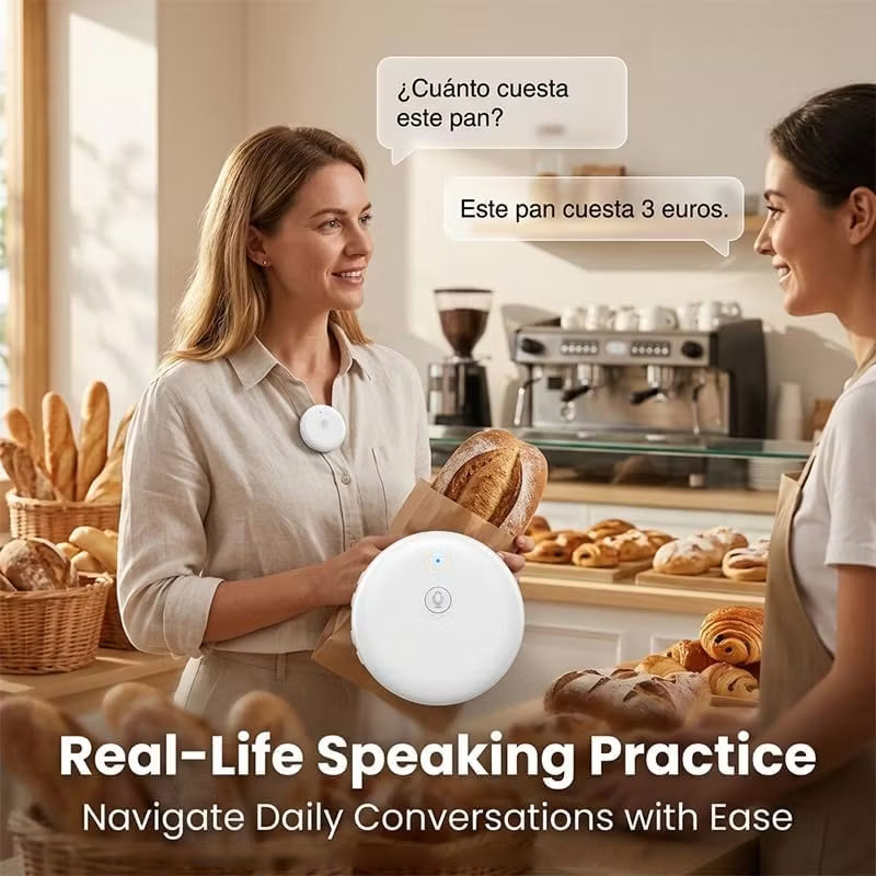 🌎 AI Wearable Translator – 165+ Language Two-Way Voice Translation Device, Real-Time AI Language Translator with Smart Learning, Bluetooth Connectivity for Travel, Work & Everyday Conversations