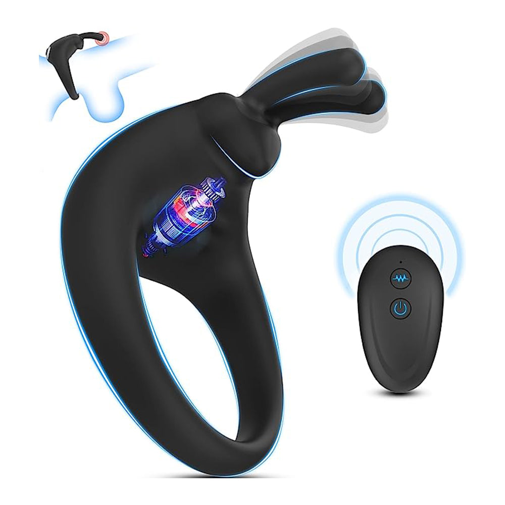 Bunny Rabbit Shaped Rechargeable Vibrating Cock Ring