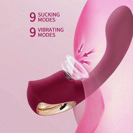 Burgundy Hand-Held Sucking Female Masturbation Vibrator