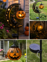 👻 Solar Halloween Garden Stake Light with Black Cat & Pumpkin
